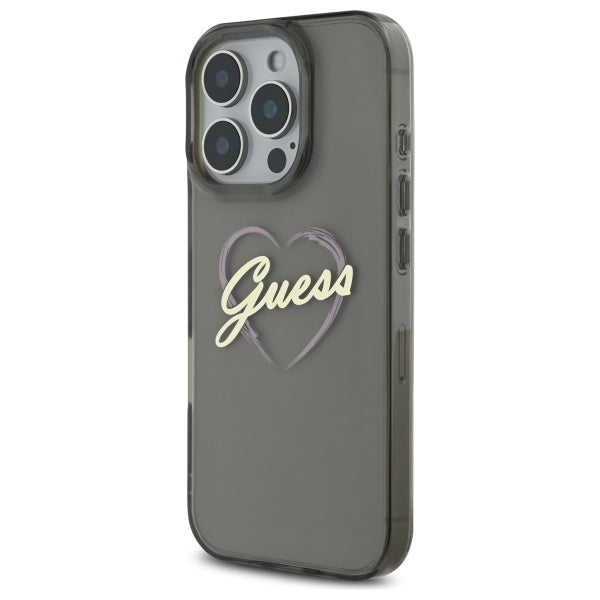 Husa de protectie Guess Hardcase IML Heart (GUHCP16LHCHGSPK) compatibil cu iPhone 16 Pro, Negru