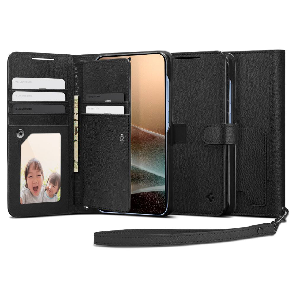 Husa de protectie Spigen Wallet S (ACS09125) compatibil cu Samsung Galaxy S25 Plus, Negru