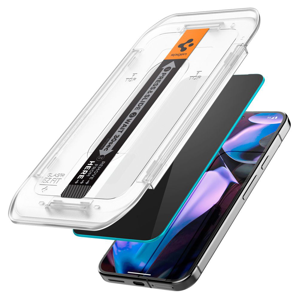 Spigen Folie de protectie Spigen (set de 2) Glas.tR EZ-FIT (AGL09312) compatibil cu Google Pixel 9 / 9 Pro, Privacy – im