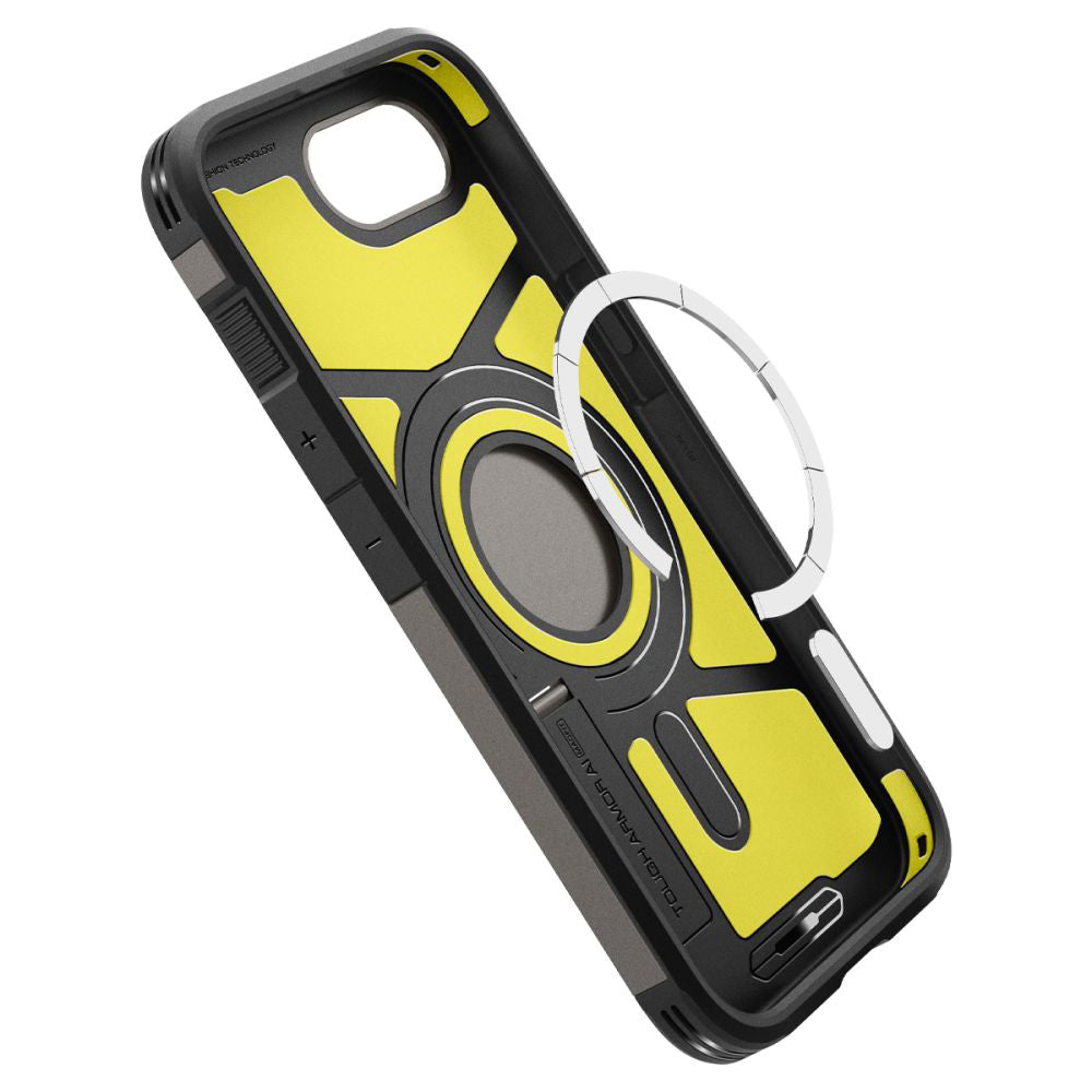 Husa de protectie Spigen Tough Armor MagSafe (ACS09136) compatibil cu iPhone 16e / iPhone 17e, Gunmetal