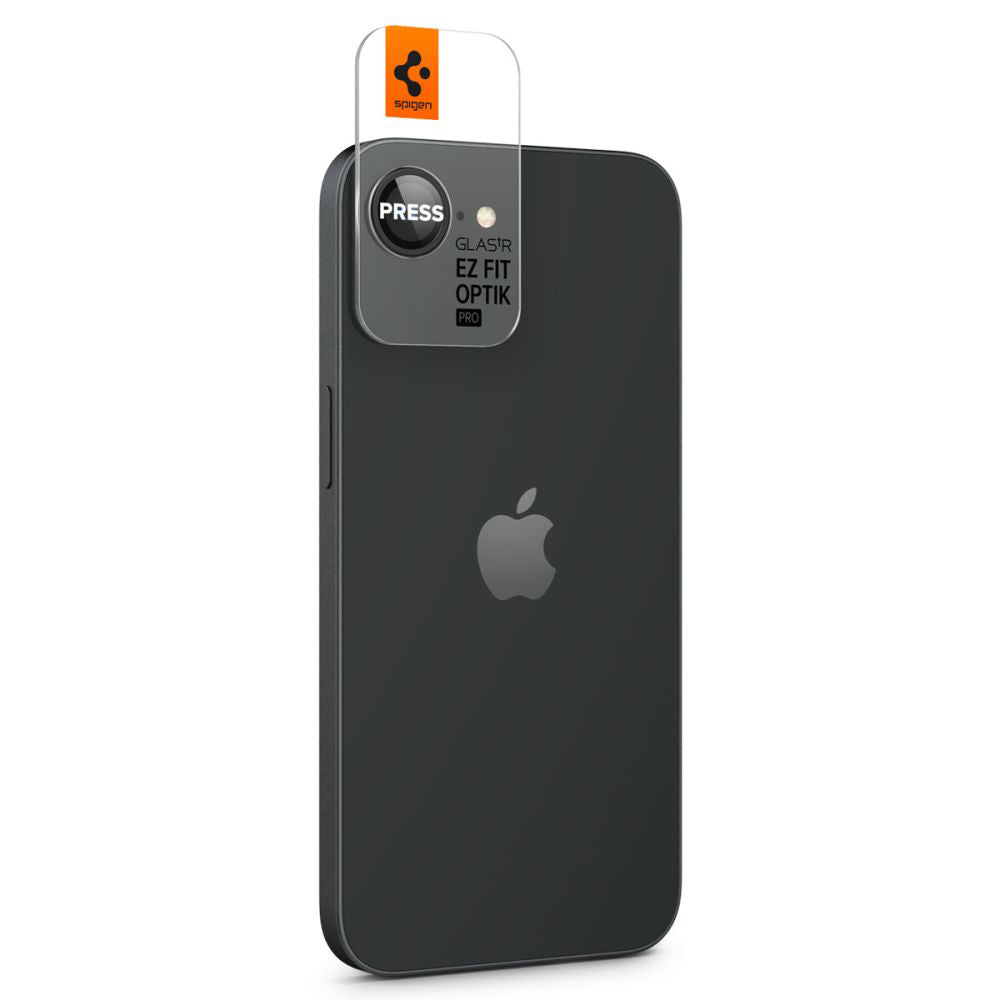 Folie de protectie Spigen (set de 2) Optik.tR EZ Fit Pro Camera Glass (AGL09279) compatibil cu iPhone 16e / iPhone 17e, Negru