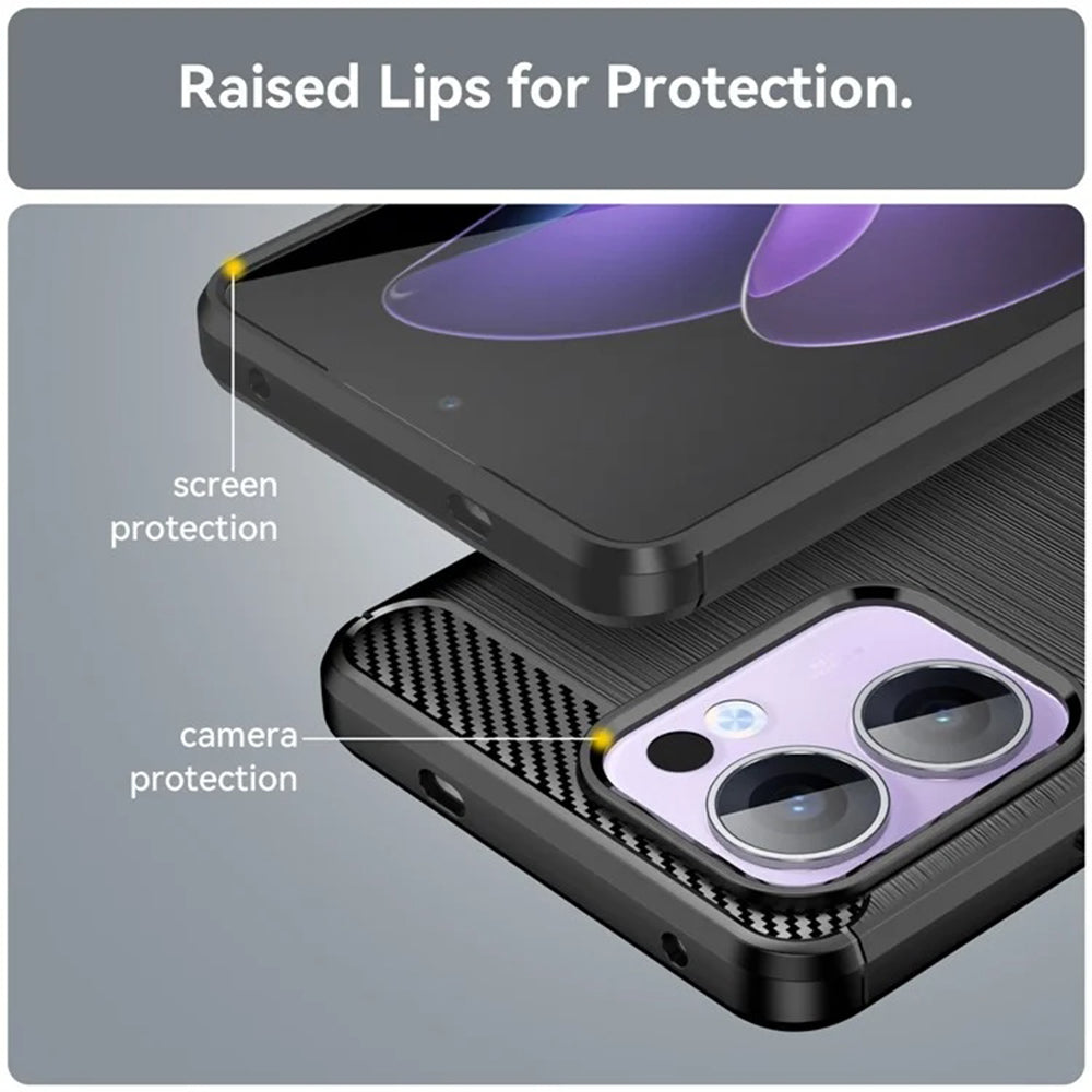 Husa de protectie Techsuit Carbon Silicone compatibil cu Oppo Reno13 F 4G / Reno13 F 5G / Reno13 FS 5G, Negru