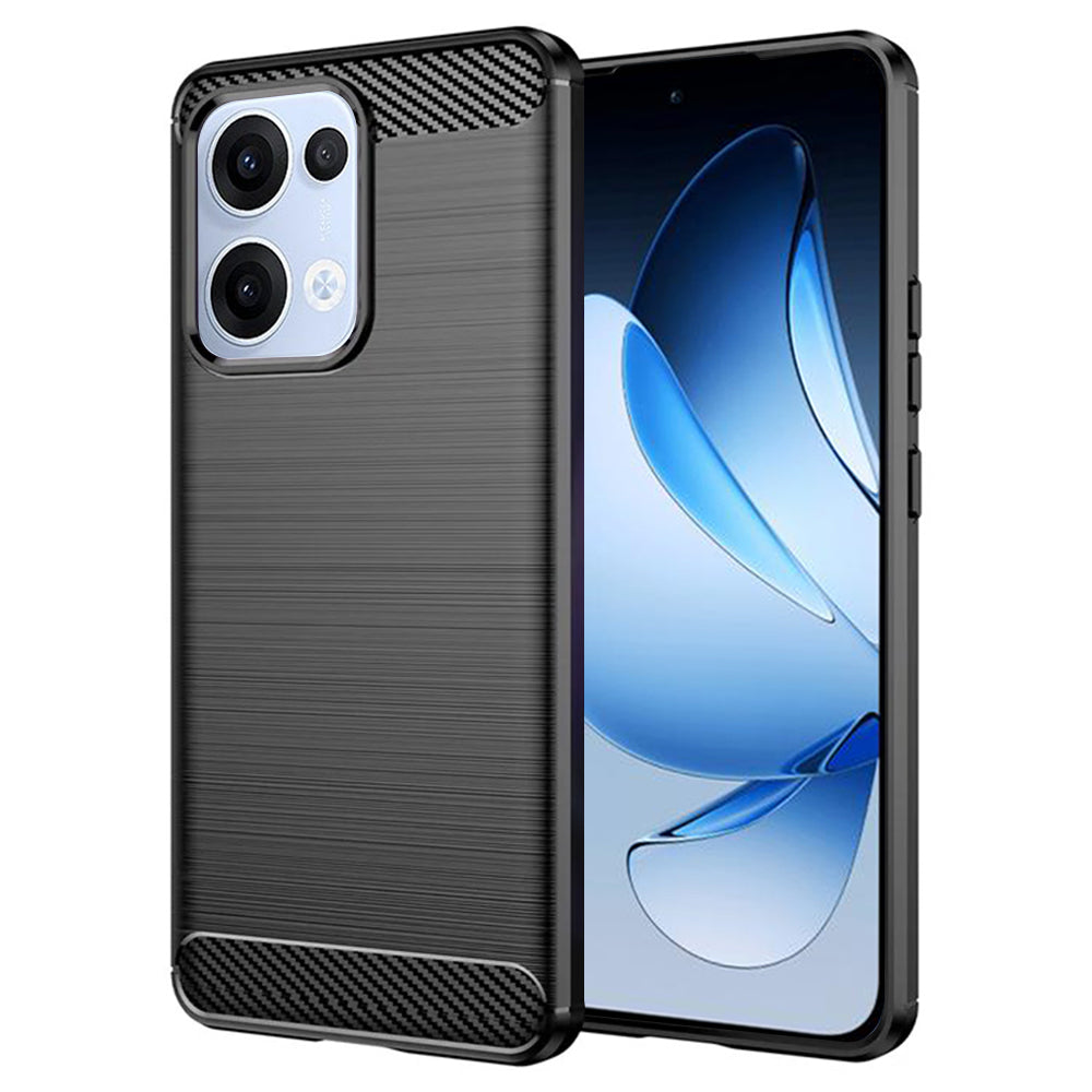 Husă de protecție Techsuit Carbon Silicone neagră pentru Oppo Reno13