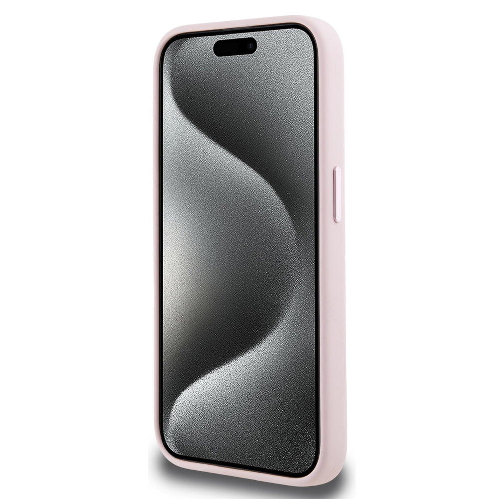 Husa de protectie Karl Lagerfeld Silicone MagSafe (KLHMP15LSCMKMPCP) compatibil cu iPhone 15 Pro, Roz Shadow Metal Initial