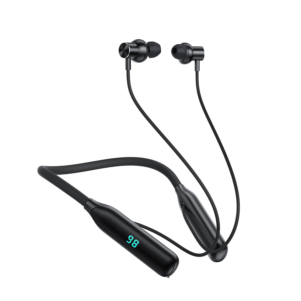 Casti Acefast Bluetooth Earphones (N4), Behind the Head, Neckband, Bluetooth 5.3, IPX4, LED Display, 800mAh, Negru