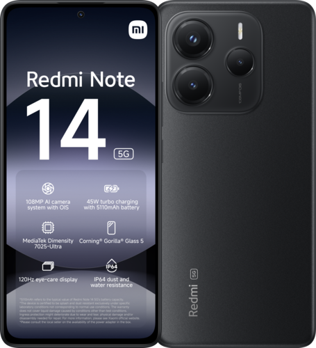 Xiaomi Redmi Note 14 5G Dual SIM - Midnight Black / 6 GB / 128 GB - NotebookGsm