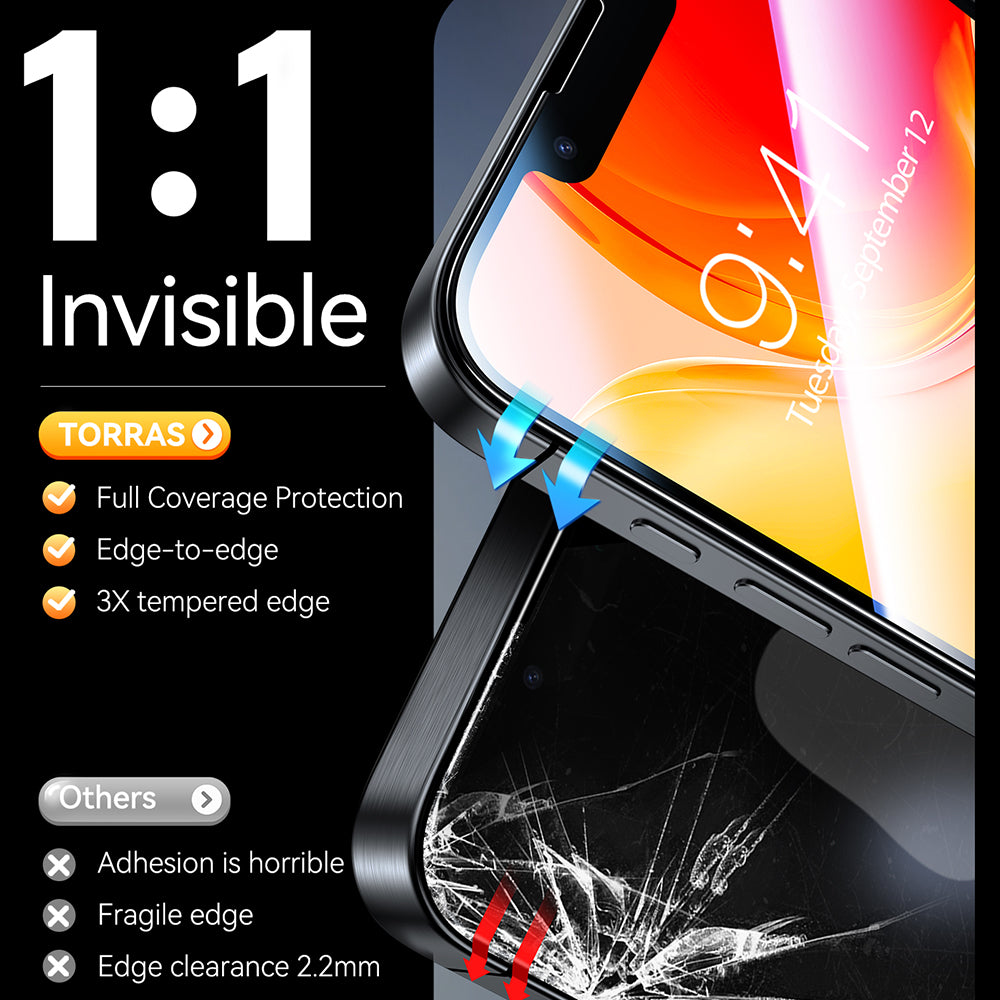 Folie de protectie Torras GlassGo Install Master compatibil cu iPhone 16e / iPhone 17e, Negru