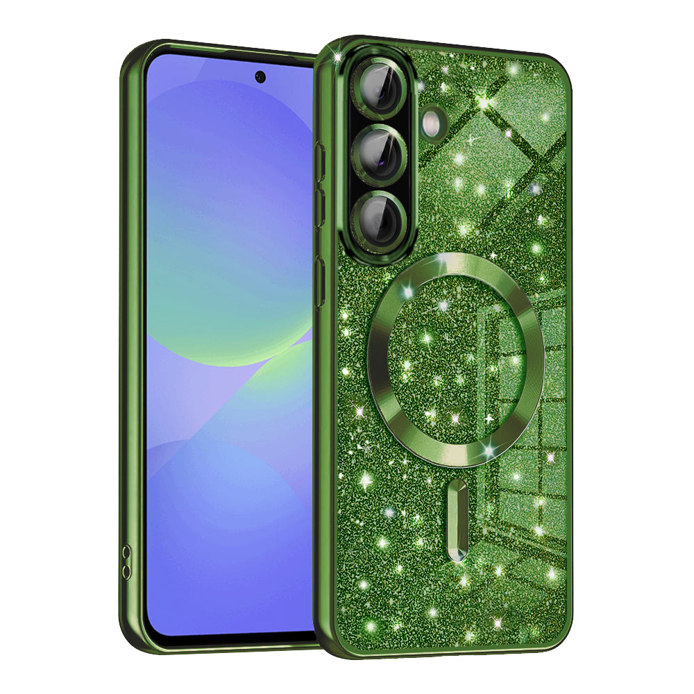 Husa de protectie Techsuit Luxury Glitter MagSafe compatibil cu Samsung Galaxy A36 5G / A56 5G, Deep Green