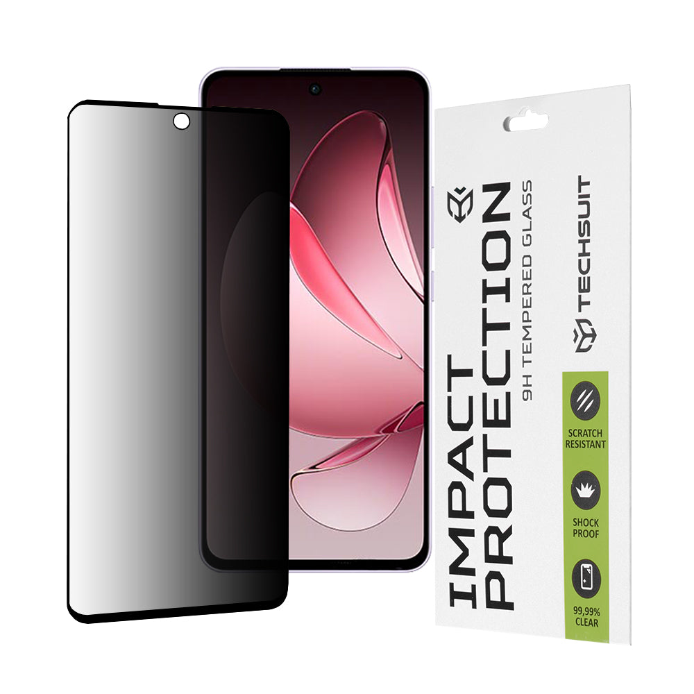 Folie de protectie Techsuit 111D Privacy Full Glue compatibil cu Oppo Reno13 F 4G / Reno13 F 5G / Reno13 FS 5G, Negru