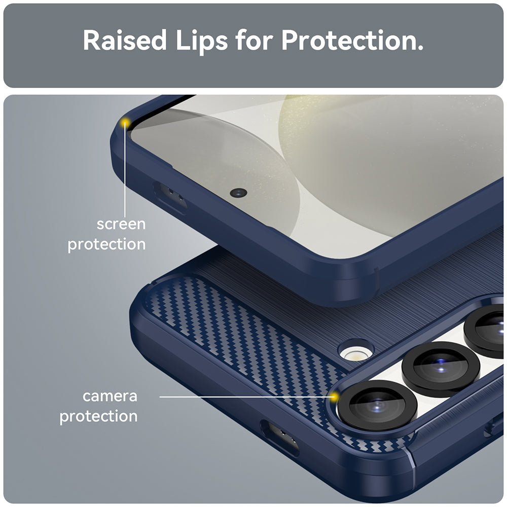 Husa de protectie Techsuit Carbon Silicone compatibil cu Samsung Galaxy S25 Edge, Albastru