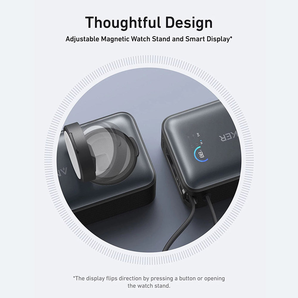 Baterie externa Anker MagGo (A1657H11), for Apple Watch, Fast Charging, Ultra-Slim, 10000mAh, Qi2 35W with Type-C Cable, Negru