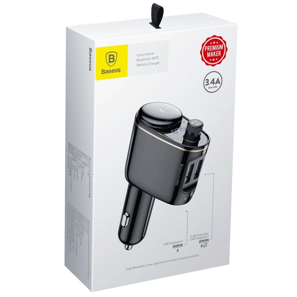 Incarcator Baseus Car MP3 Player S-06 (CCHC000001), Bluetooth FM Transmitter, USB, Cigarette Lighter Socket, Display, 12-24V, Negru