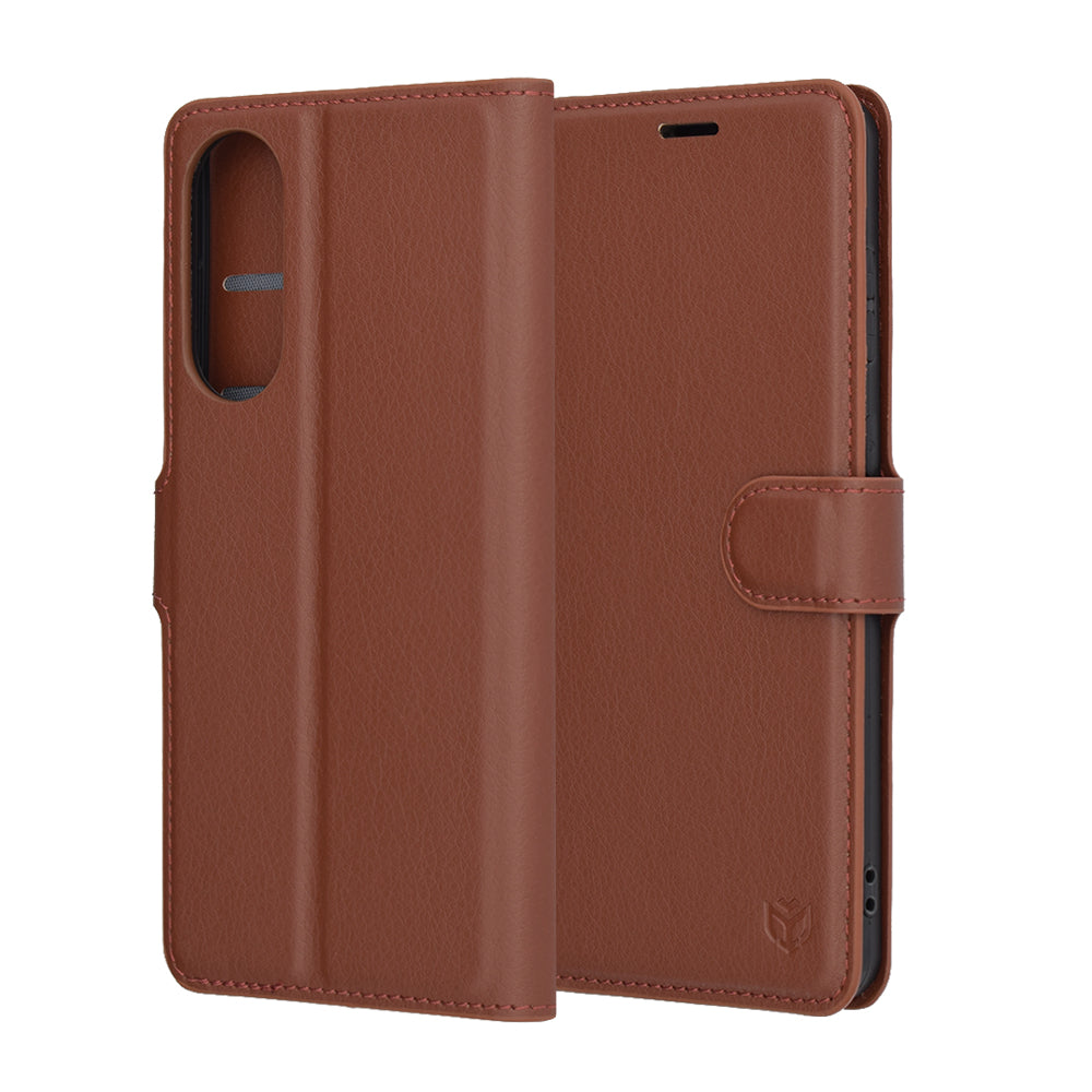 Husa de protectie Techsuit Leather Folio compatibil cu Samsung Galaxy S25 Edge, Maro