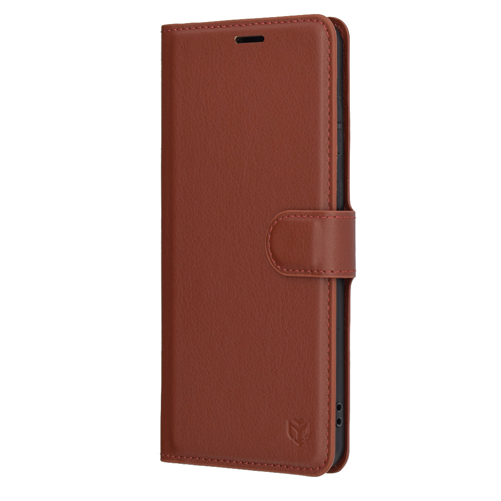 Husa de protectie Techsuit Leather Folio compatibil cu Samsung Galaxy S25 Edge, Maro