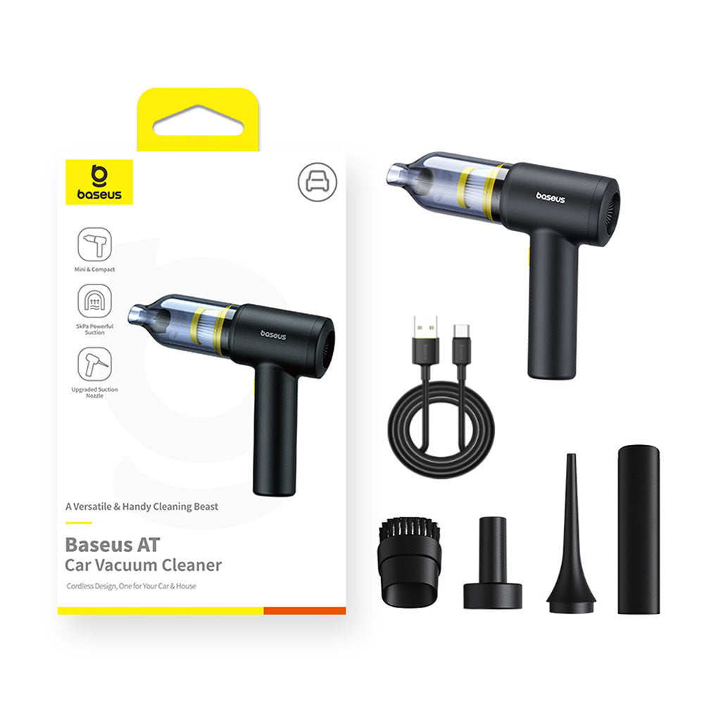 Baseus Cordless Car Vacuum Cleaner AT (C30476600121-00), 5000Pa, 45W, 4000mAh, LED, T-shaped, 54000RPM, <75dB, Negru