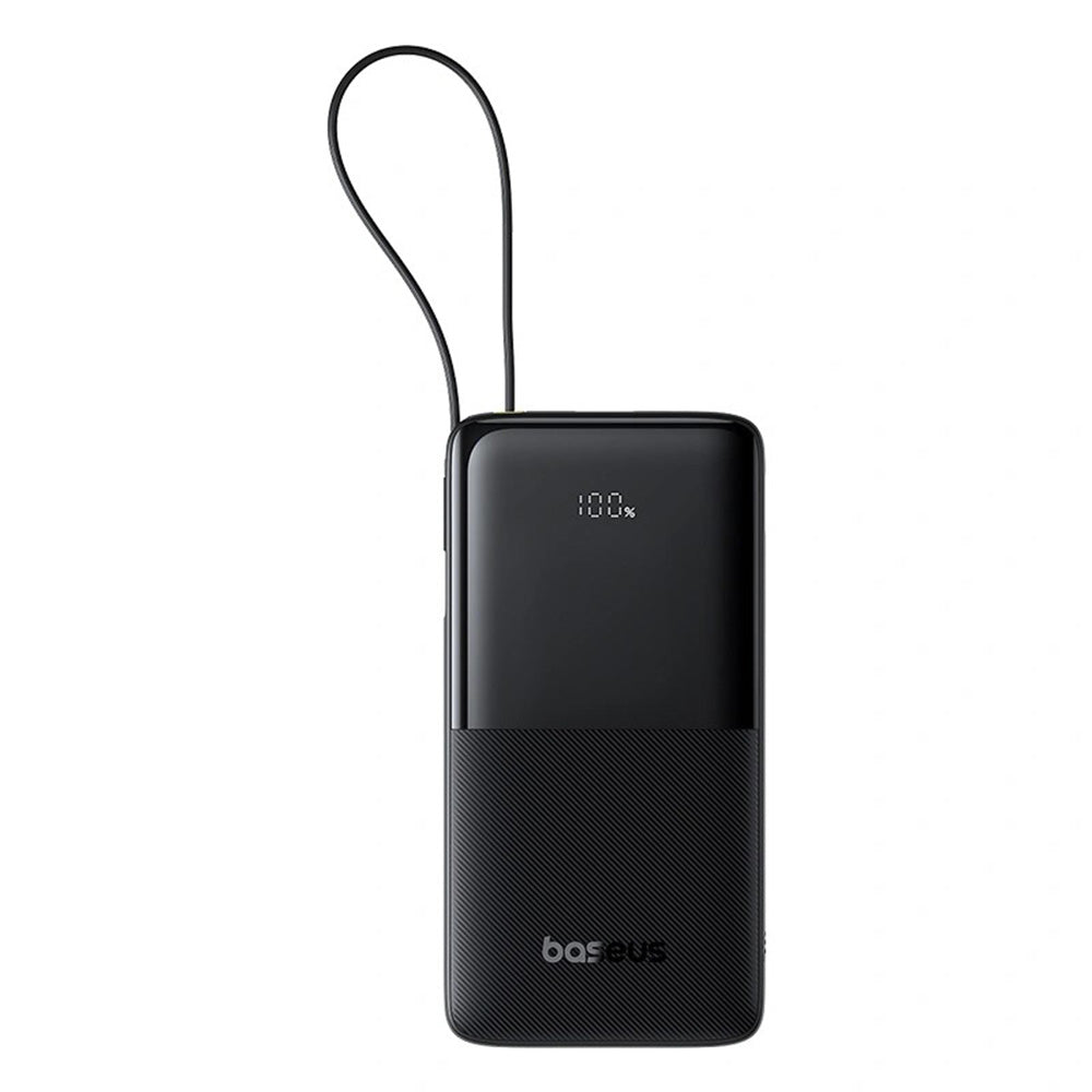 Baterie externa Baseus Bipow 2 (P10077101113-01), with Built-in USB-C Cable, Type-C, USB, Smart Display, 20000mAh, 20W, Negru