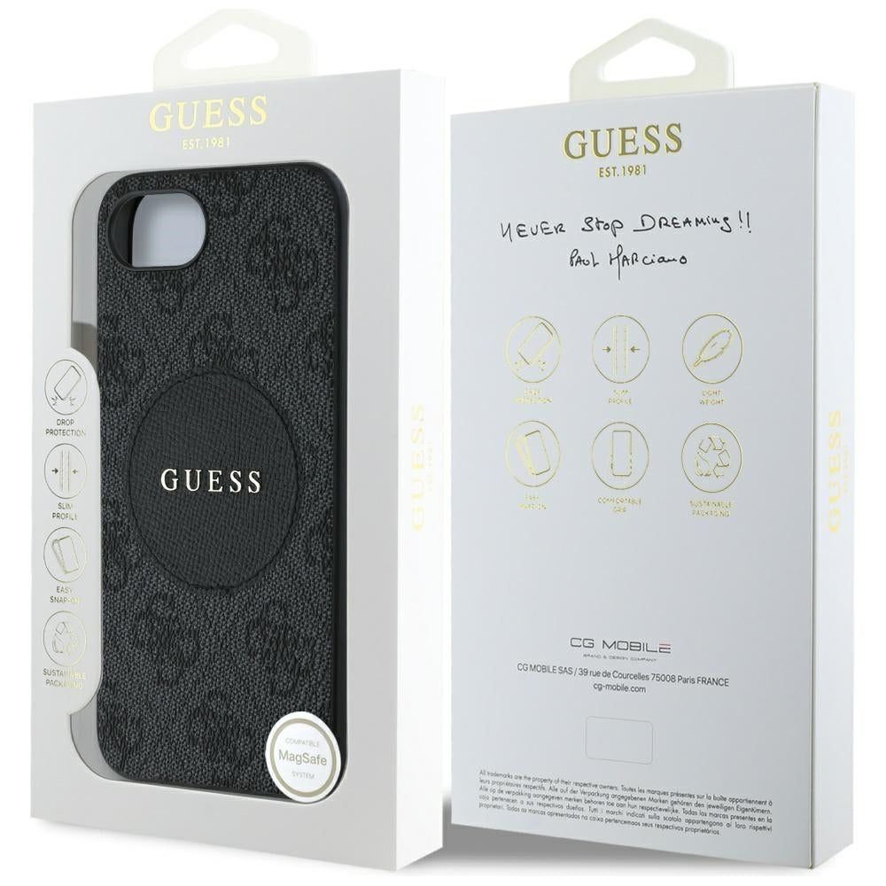 Husa de protectie Guess 4G Circle Classic Logo MagSafe (GUHMPSE4P4PGRSGK) compatibil cu iPhone 16e / iPhone 17e, Negru