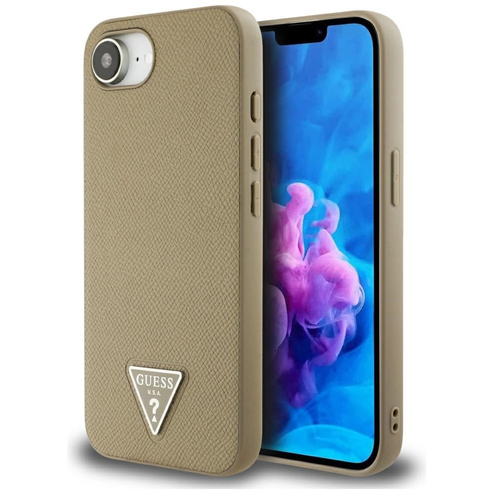 Husa de protectie Guess Grained PU Triangle Logo MagSafe (GUHMPSE4PGTSPSW) compatibil cu iPhone 16e / iPhone 17e, Maro