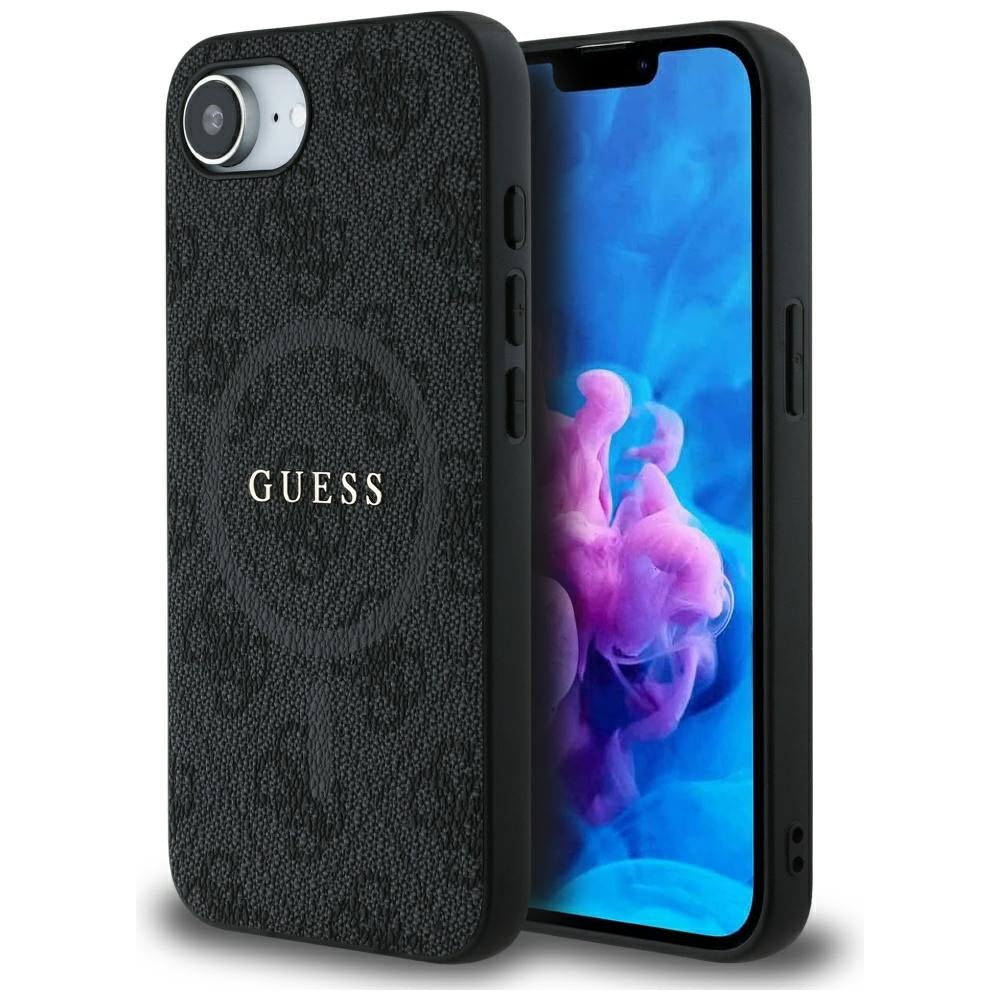 Husa de protectie Guess 4G Ring Classic Logo MagSafe (GUHMPSE4G4GFRK) compatibil cu iPhone 16e / iPhone 17e, Negru