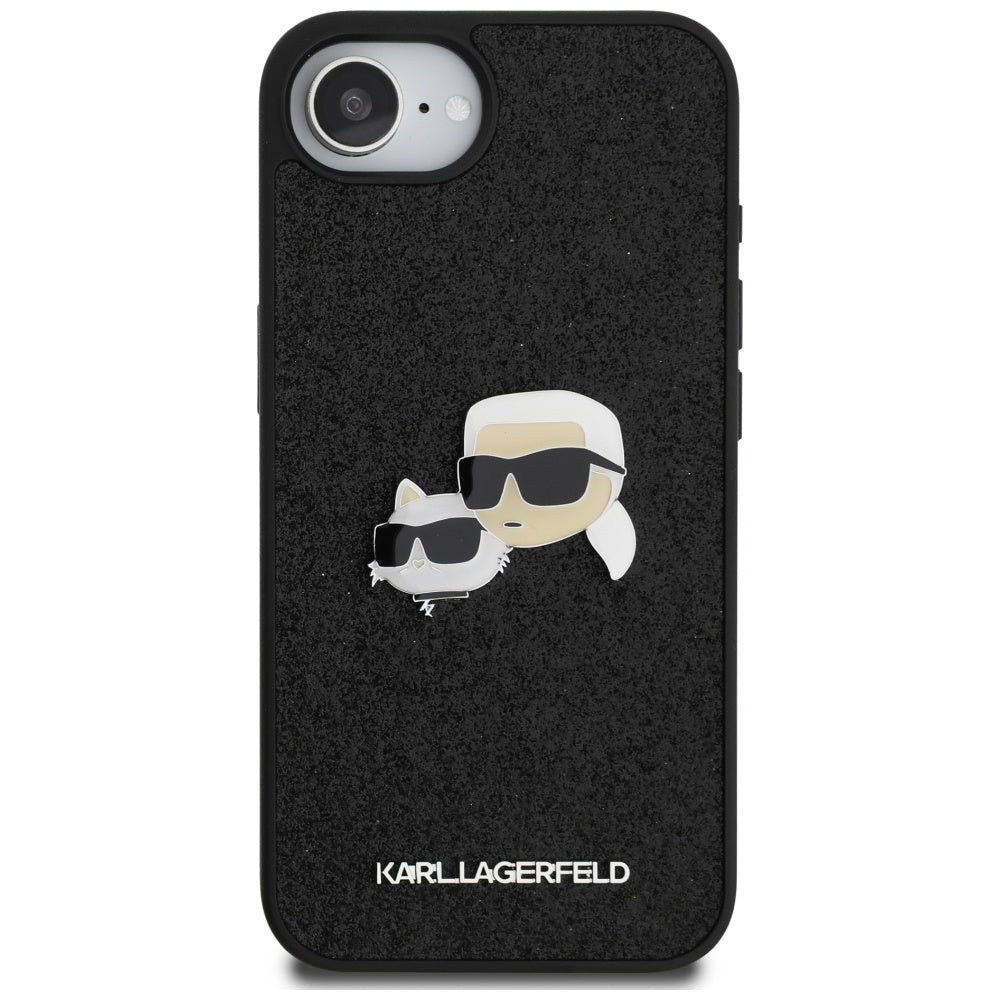 Husa de protectie Karl Lagerfeld Hardcase Glitter Fixed (KLHCPSE4PFGKCPK) compatibil cu iPhone 16e / iPhone 17e, Karl&Choupette Head