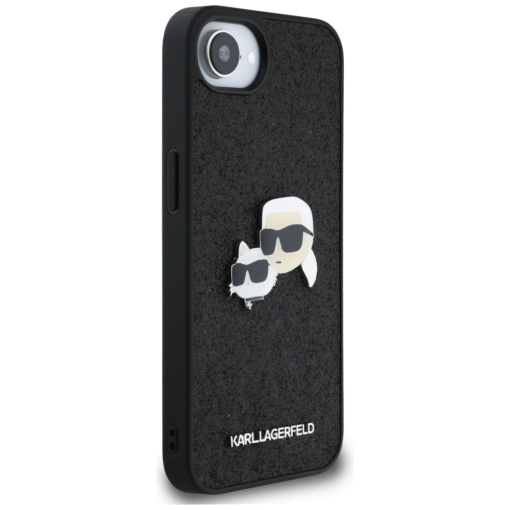 Husa de protectie Karl Lagerfeld Hardcase Glitter Fixed (KLHCPSE4PFGKCPK) compatibil cu iPhone 16e / iPhone 17e, Karl&Choupette Head
