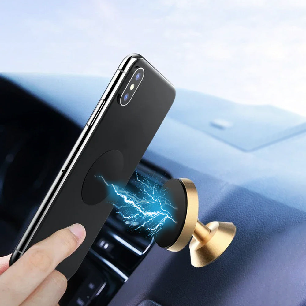 Suport Techsuit TinyGrip (S10), Universal Magnetic Mobile Mount, with Metal Plate, Strong Magnet, Negru