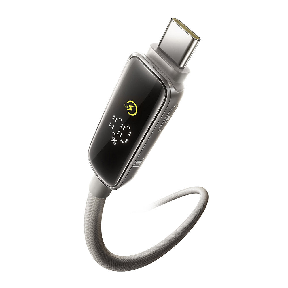 Cablu Baseus Vipow (P10381802851-00), Type-C, Fast Charging, Display, Sleep Mode, 100W, 1m, Galaxy Natural Titanium
