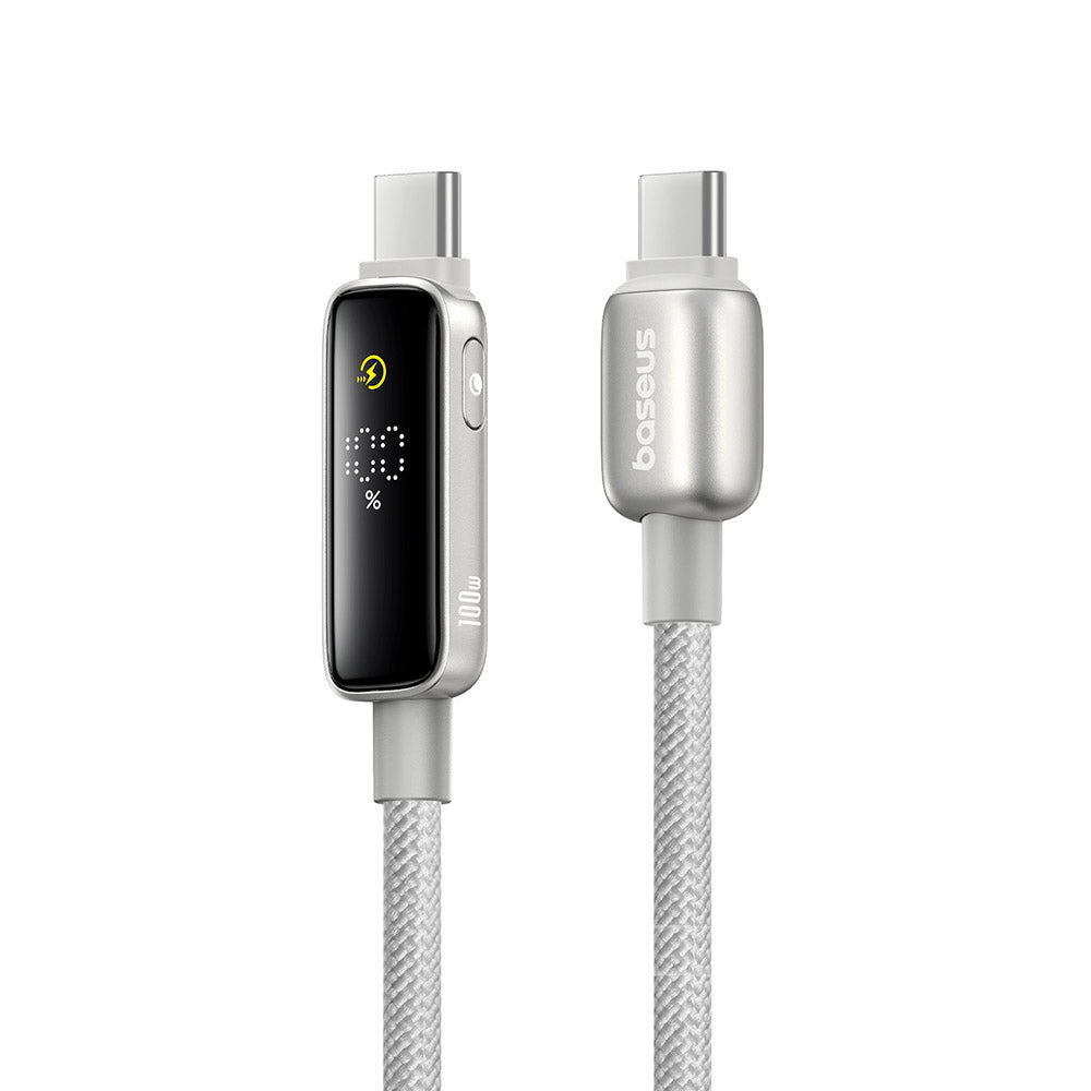 Cablu Baseus Vipow (P10381802851-01), Type-C, Fast Charging, Display, Sleep Mode, 100W, 2m, Galaxy Natural Titanium