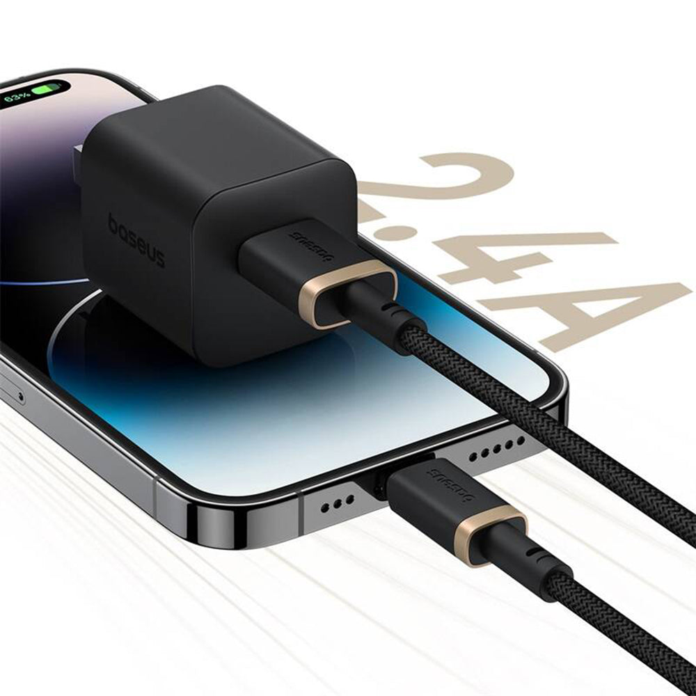 Cablu Baseus Dura Series (P10377801U01-02), USB to Lightning, Fast Charging, 480Mbps, 2.4A, Nylon, 2m, Auriu / Black