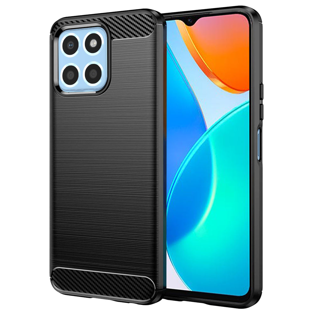 Husă Techsuit Carbon Silicone neagră pentru Honor X6, Honor X8 5G și Honor 70 Lite