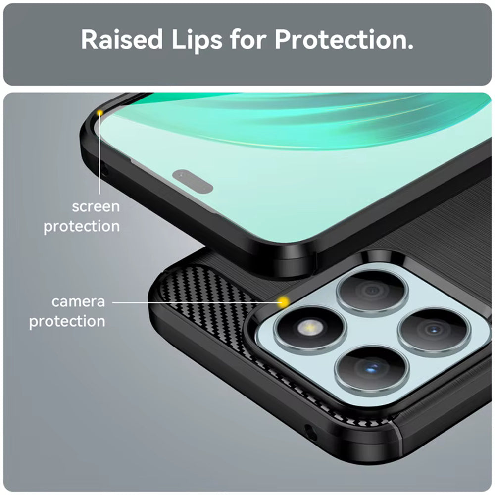 Husa de protectie Techsuit Carbon Silicone compatibil cu Honor X8c, Negru