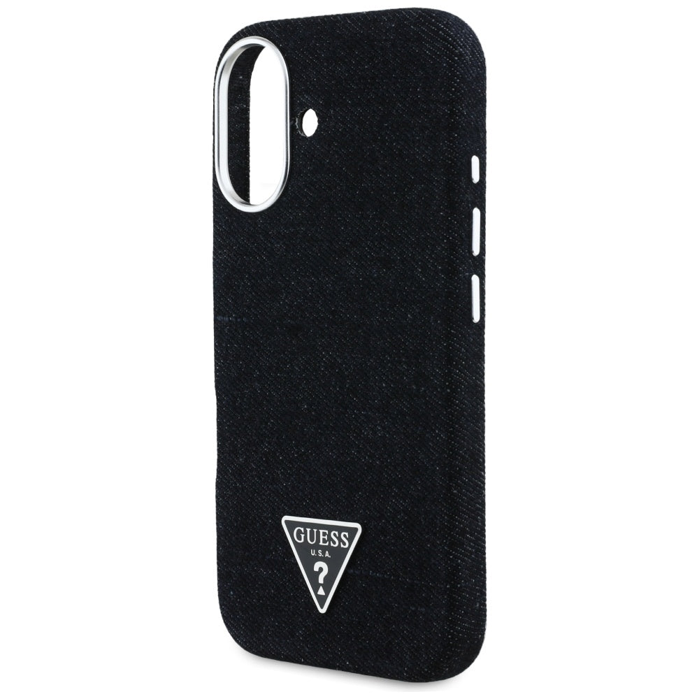 Husa de protectie Guess Denim Triangle Logo MagSafe (GUHMP16SRJFWTLK) compatibil cu iPhone 16, Negru