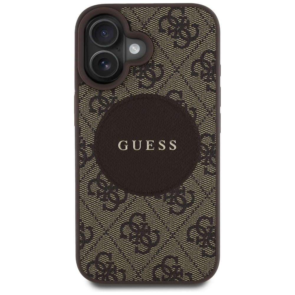 Husa de protectie Guess 4G Circle Classic Logo MagSafe (GUHMP16SP4PGRSGW) compatibil cu iPhone 16, Maro
