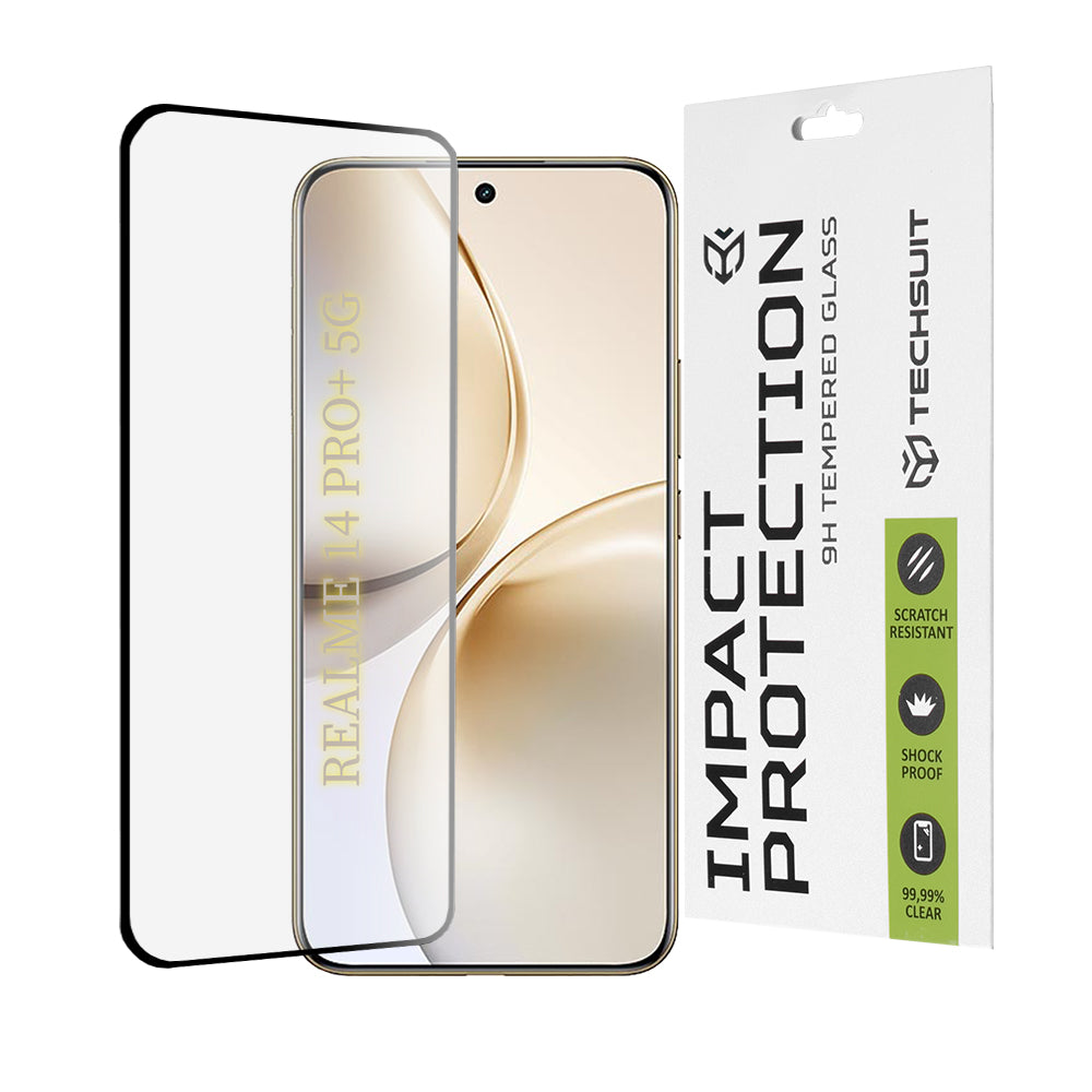 Folie de protectie Techsuit 111D Full Cover / Full Glue Glass / 3D Curved Screen compatibil cu Realme 14 Pro+, Negru