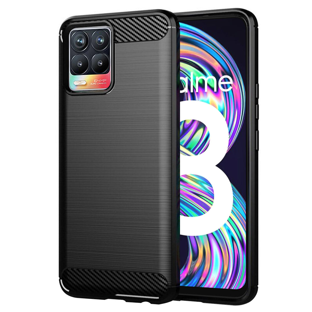 Husa de protectie Techsuit Carbon Silicone compatibil cu Realme 8 4G / 8 Pro 4G, Negru