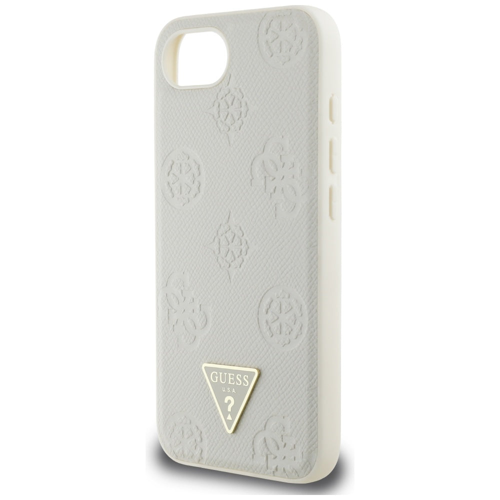 Husa de protectie Guess Peony Grained Hot Stamp Triangle Logo MagSafe (GUHMPSE4PGBTME) compatibil cu iPhone 16e / iPhone 17e, Bej