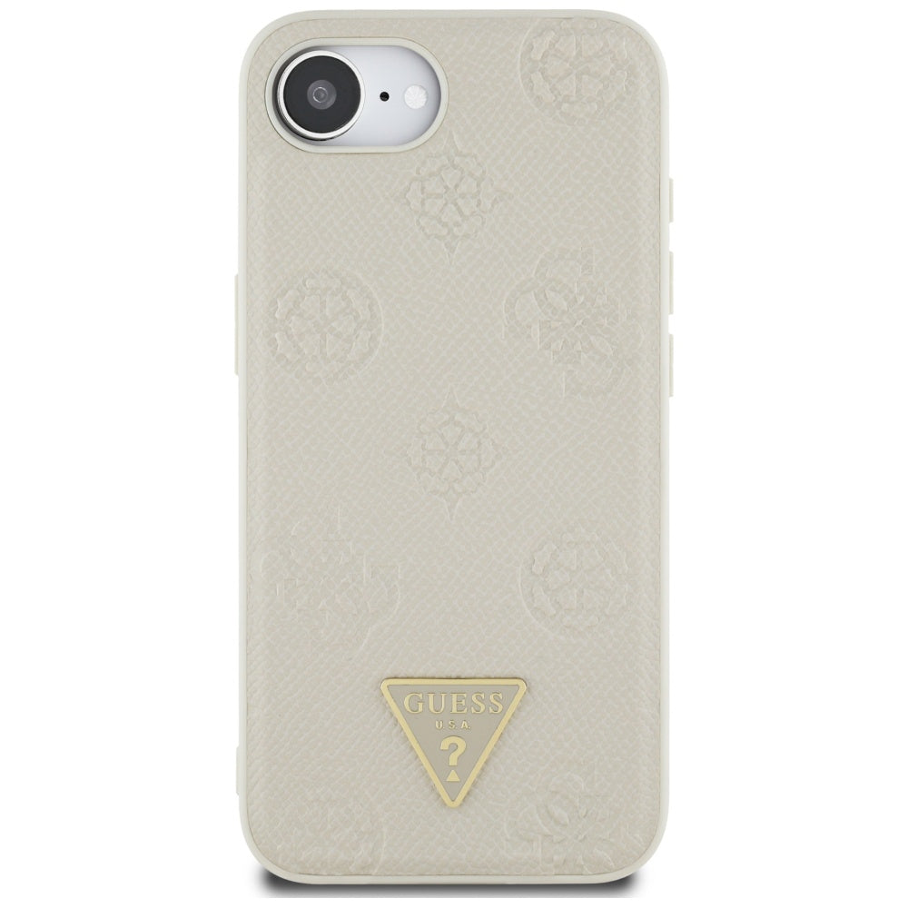 Husa de protectie Guess Peony Grained Hot Stamp Triangle Logo MagSafe (GUHMPSE4PGBTME) compatibil cu iPhone 16e / iPhone 17e, Bej