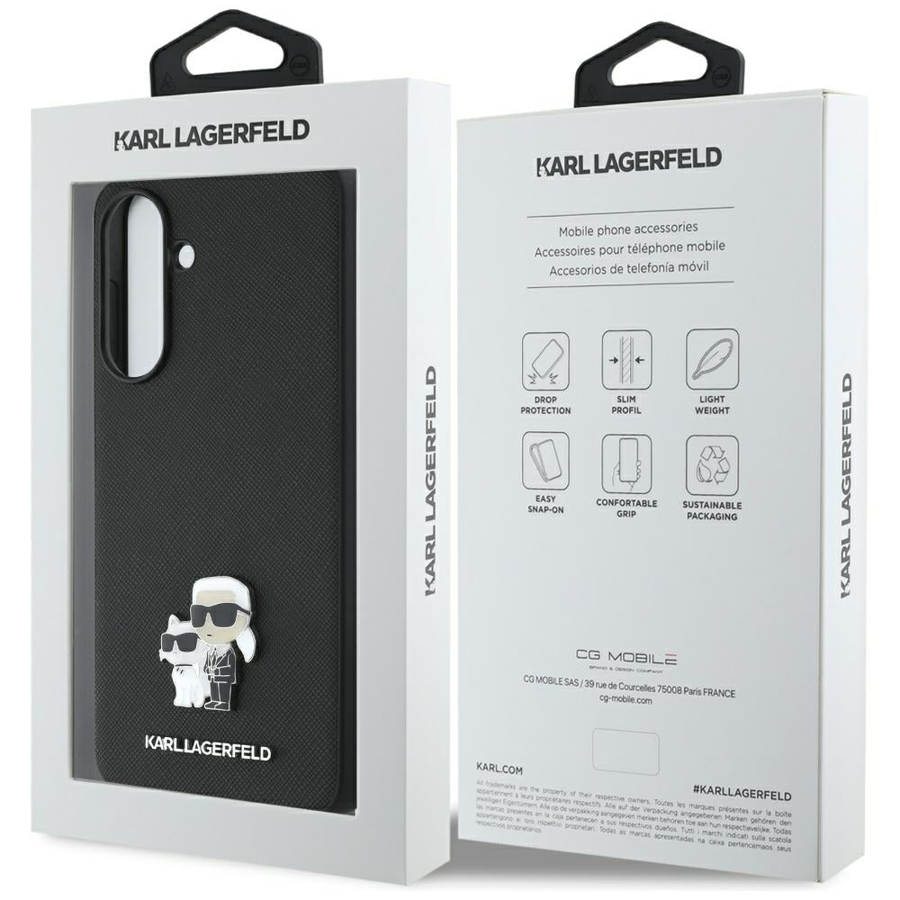 Husa de protectie Karl Lagerfeld Saffiano (KLHCSA36PSAKCMPK) compatibil cu Samsung Galaxy A36 5G, Karl&Choupette Metal Pin