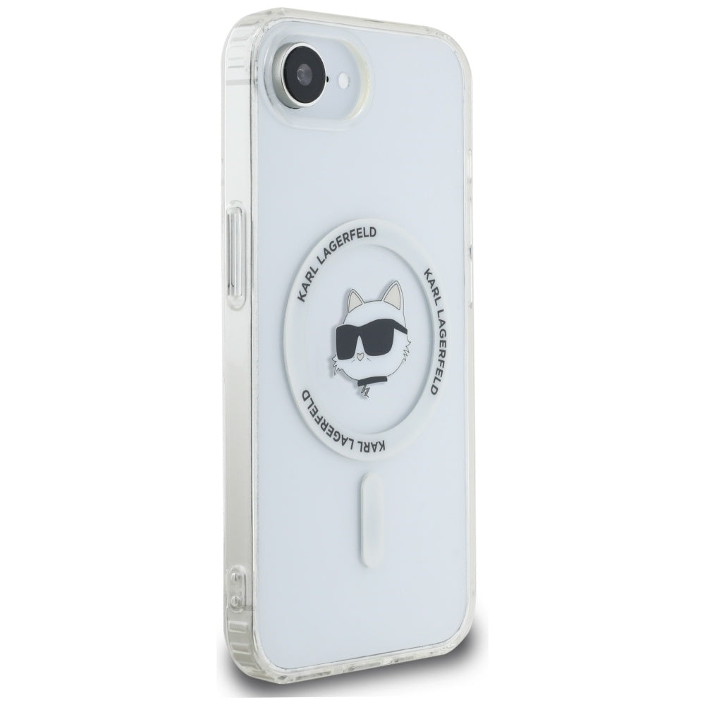Husa de protectie Karl Lagerfeld IML MagSafe (KLHMPSE4HLSCHH) compatibil cu iPhone 16e / iPhone 17e, Alb Choupette`S Head