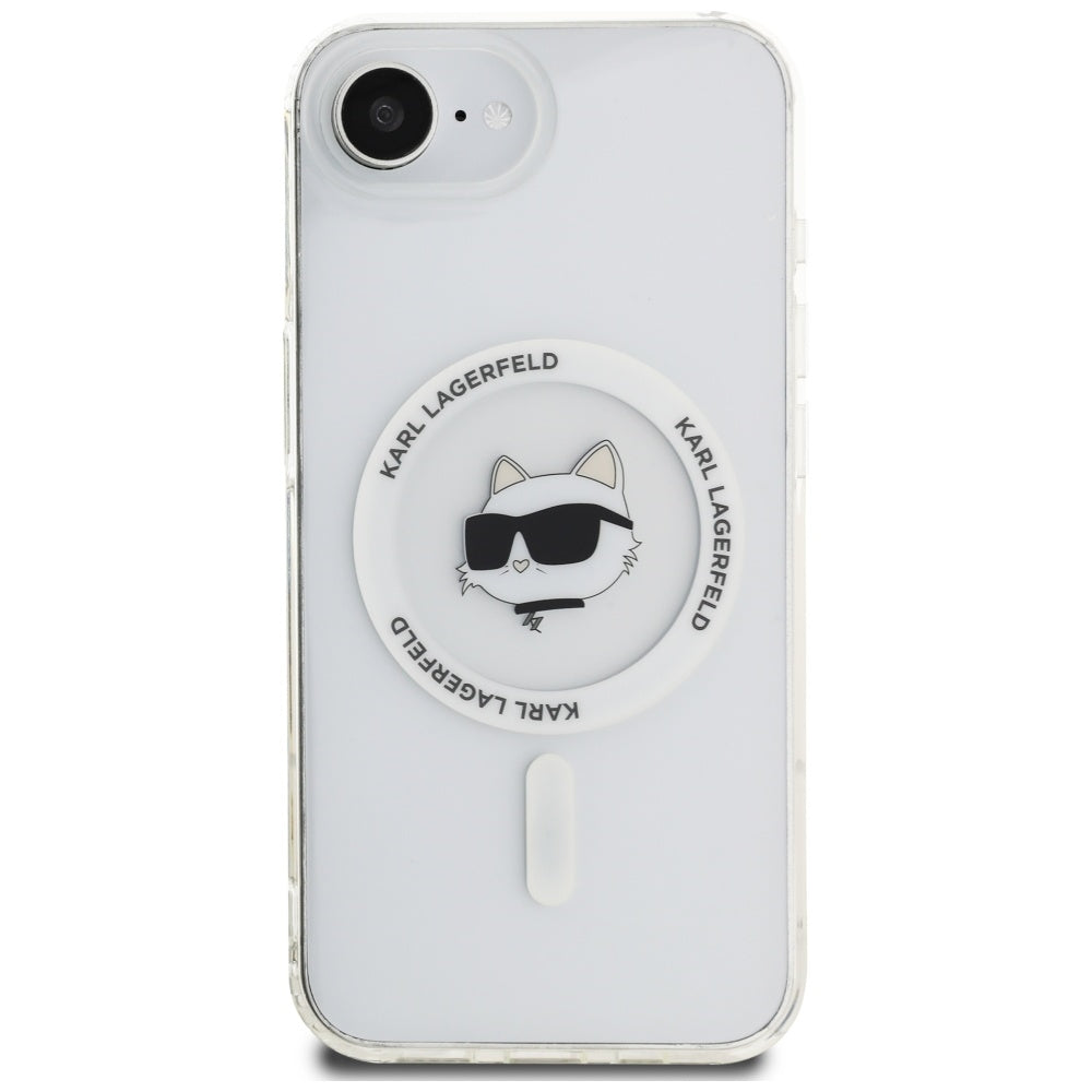 Husa de protectie Karl Lagerfeld IML MagSafe (KLHMPSE4HLSCHH) compatibil cu iPhone 16e / iPhone 17e, Alb Choupette`S Head