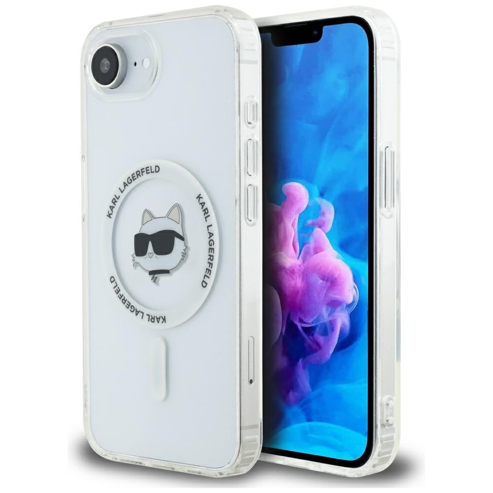 Husa de protectie Karl Lagerfeld IML MagSafe (KLHMPSE4HLSCHH) compatibil cu iPhone 16e / iPhone 17e, Alb Choupette`S Head