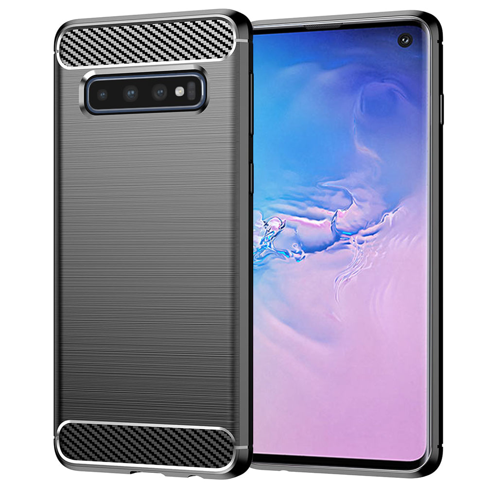 Husa de protectie Techsuit Carbon Silicone compatibil cu Samsung Galaxy S10, Negru