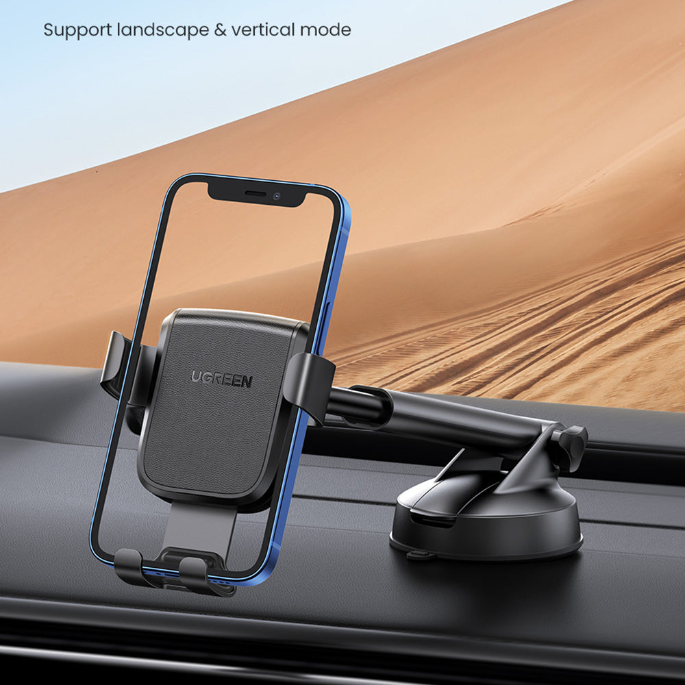 Suport Ugreen Gravity Phone LP200 (60990B), for Dashboard, Suction Cup, Telescopic Arm, 360°, for 4.7" - , Negru