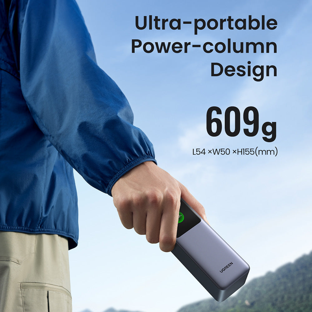 Baterie externa Ugreen PB722 (35525B), Fast Charging, Digital Display, 25000mAh, USB, 2x Type-C, 200W, QC, PD, 5V/3A, Gri