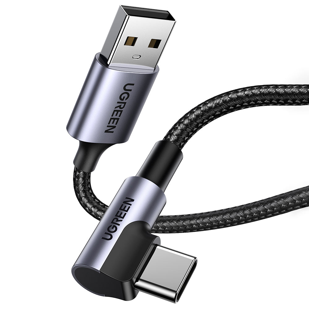 Cablu Ugreen Right Angle US284 (50942), USB-C, 18W 3A, 2m, Gri