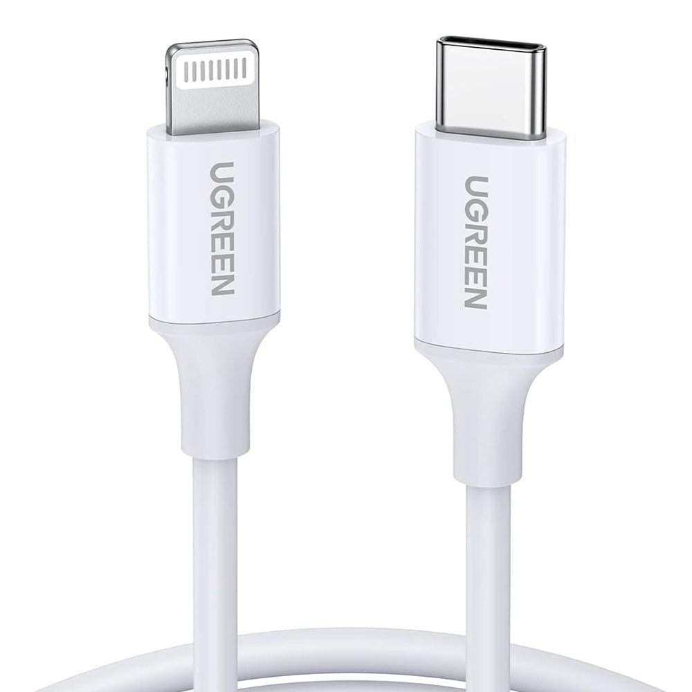 Cablu Ugreen US171 (10493), for iPhone, iPad, Fast Charge, USB-C to Lightning, 3A, 480Mbps, MFI Certified, 1m, Alb