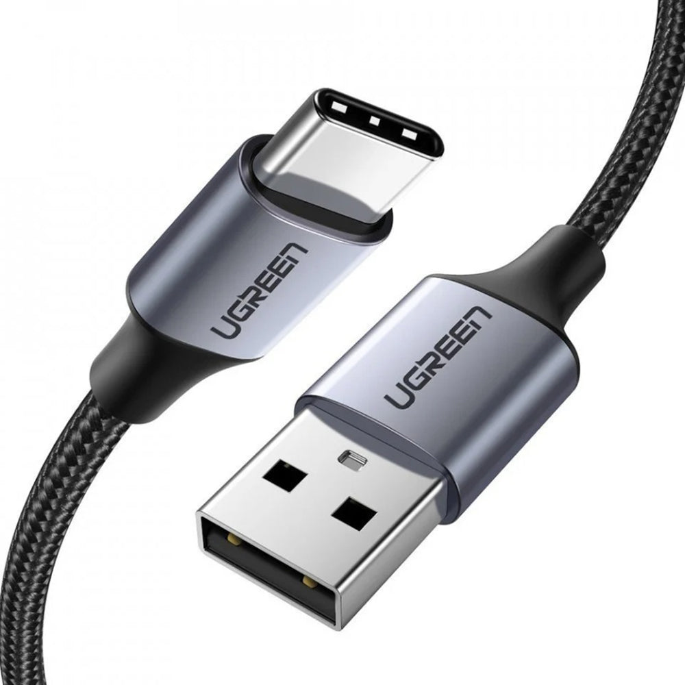Cablu Ugreen US288 (60126), USB to Type-C, Fast Charging, 3A, 18W, 480Mbps, Nylon Braided, 1m, Gri Spatial