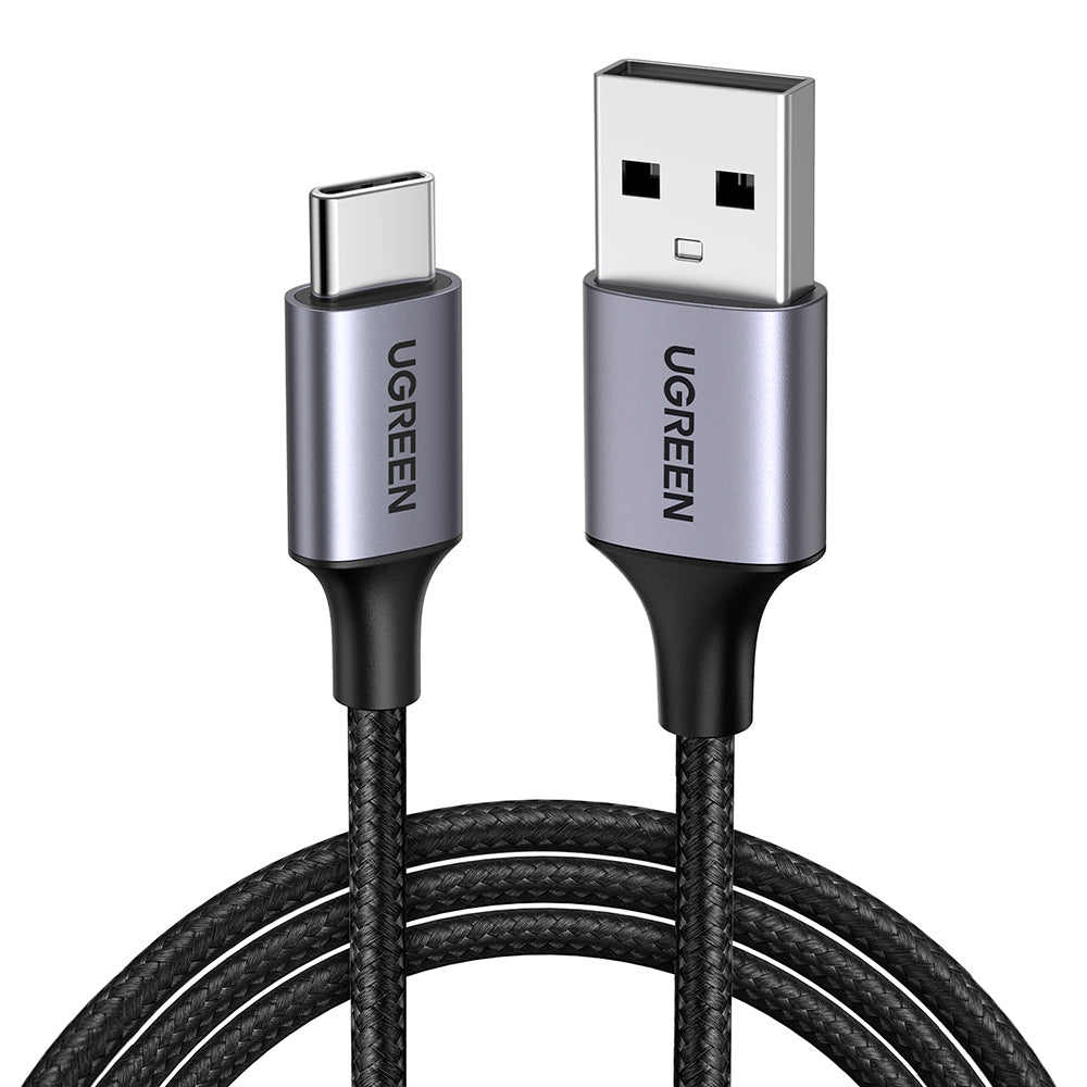 Cablu Ugreen US288 (60126), USB to Type-C, Fast Charging, 3A, 18W, 480Mbps, Nylon Braided, 1m, Gri Spatial