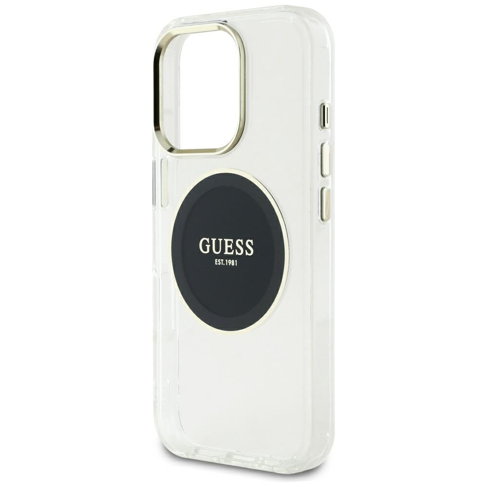 Husa de protectie Guess IML Metal Colored Circle MagSafe (GUHMP16XHTDRCEDK) compatibil cu iPhone 16 Pro Max, Negru