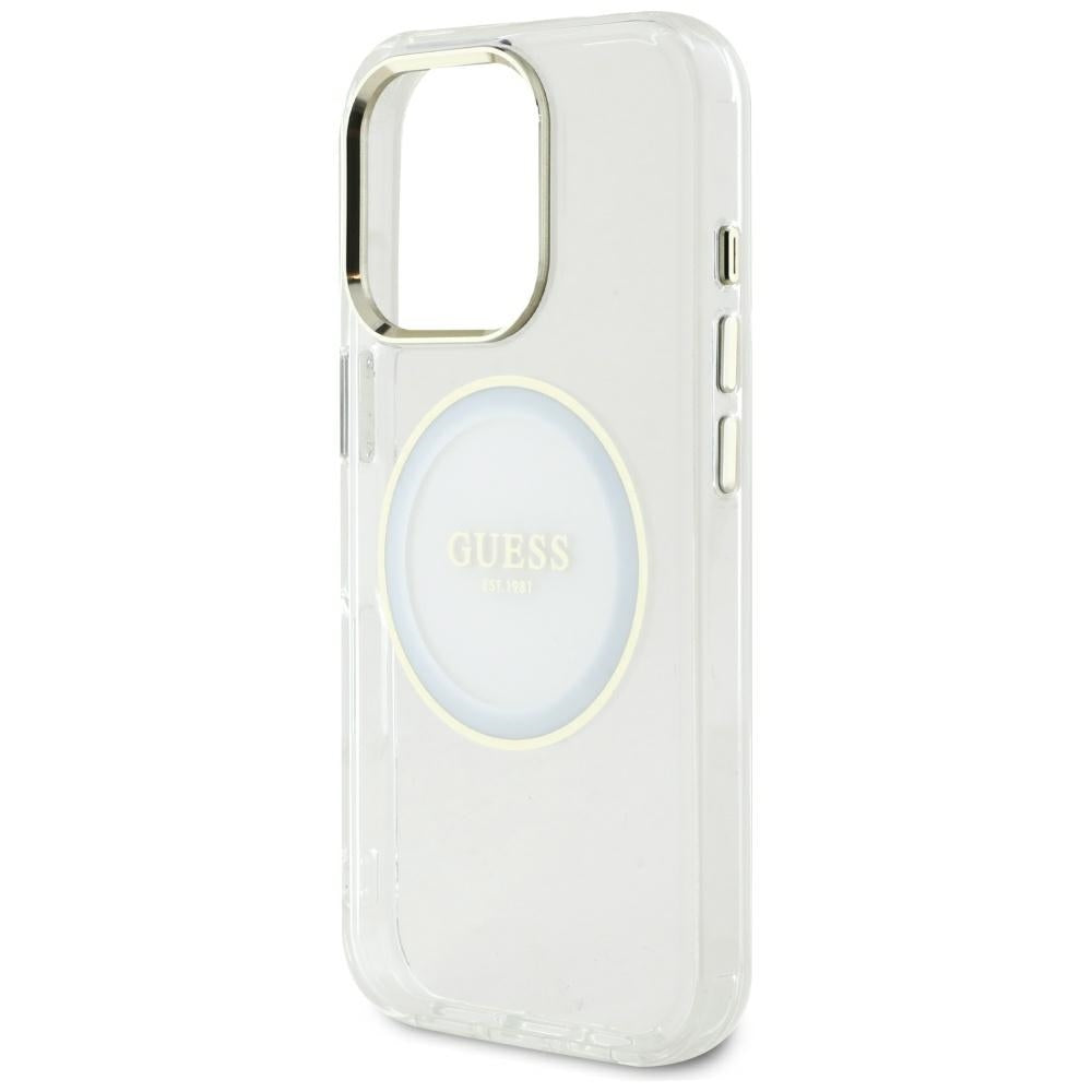 Husa de protectie Guess IML Metal Colored Circle MagSafe (GUHMP16XHTDRCEDH) compatibil cu iPhone 16 Pro Max, Alb